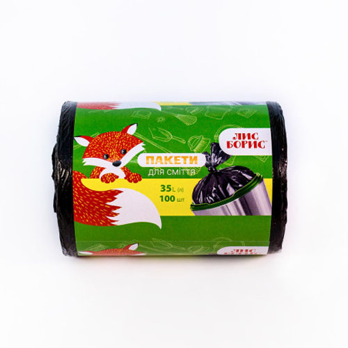 ПАКЕТИ ДЛЯ СМІТТЯ ЛИС БОРИС 35 Л (100 ШТ.)